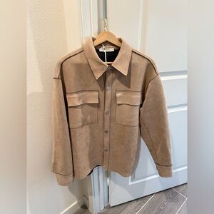 Men's MNML Oversized Size Small Tan Suede Jacket